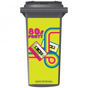 Retro 80's Party Cassettes Wheelie Bin Sticker Panel